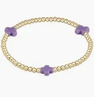 Signature Cross Gold 3mm Bead Bracelet Purple