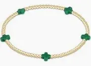 Signature Cross Small Gold Pattern 2mm Bead Bracelet Emerald