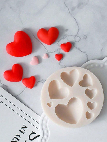 SikeSike 1pc Heart-Shaped Silicone Mold, Candle Mold, Soap Mold, DIY Soft Clay Resin Decoration Mold, Handmade Decorative Art Tool