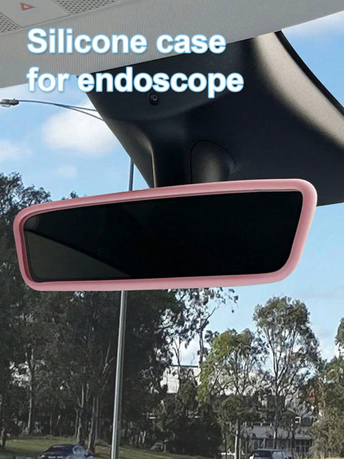 Silicone Rearview Mirror Cover- Soft Universal Car Rearview Mirror Protector, Available In Pink, Black And Orange- Lightweight Car Interior Accessory