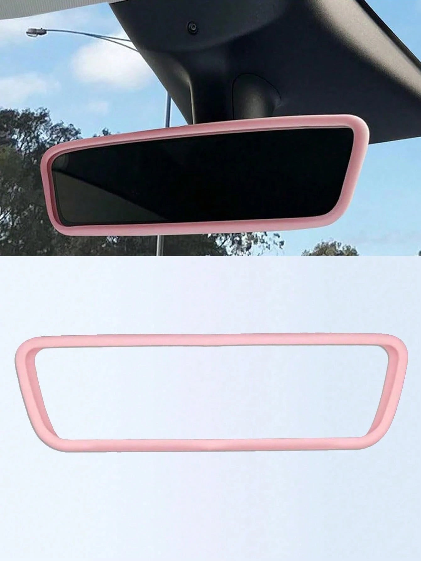 Silicone Rearview Mirror Cover- Soft Universal Car Rearview Mirror Protector, Available In Pink, Black And Orange- Lightweight Car Interior Accessory