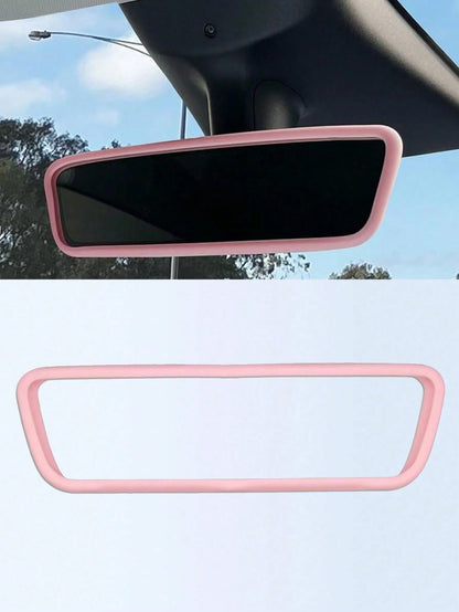 Silicone Rearview Mirror Cover- Soft Universal Car Rearview Mirror Protector, Available In Pink, Black And Orange- Lightweight Car Interior Accessory