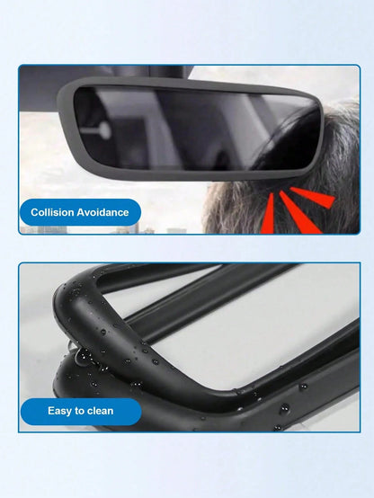 Silicone Rearview Mirror Cover- Soft Universal Car Rearview Mirror Protector, Available In Pink, Black And Orange- Lightweight Car Interior Accessory