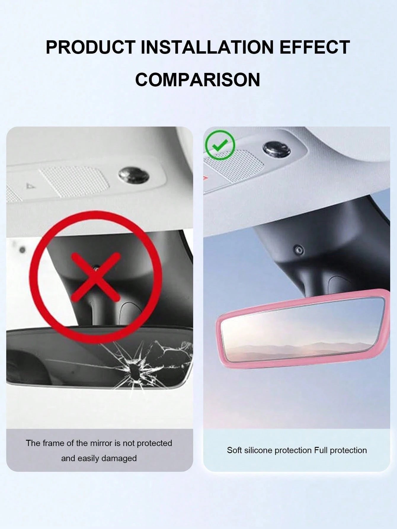 Silicone Rearview Mirror Cover- Soft Universal Car Rearview Mirror Protector, Available In Pink, Black And Orange- Lightweight Car Interior Accessory