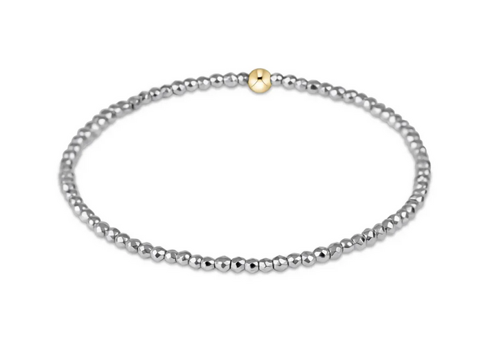Silver Faceted Hematite 2mm Bead Bracelet
