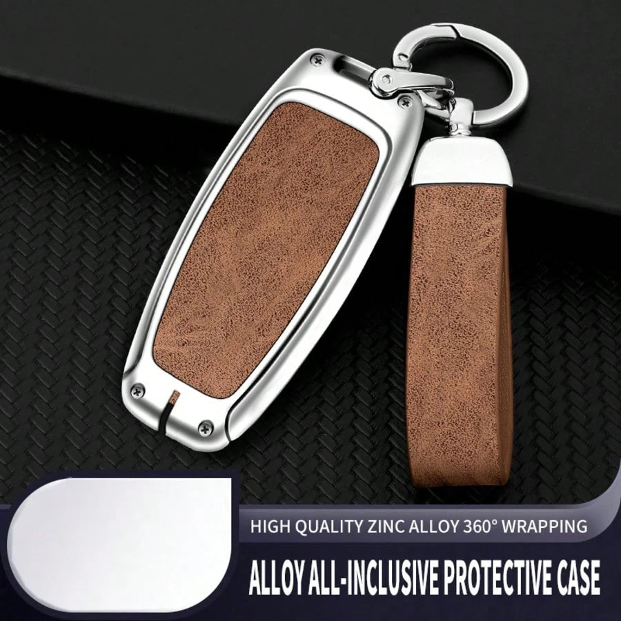 Silver Zinc Alloy Protective Case And Transparent Film Version, Suitable For Audi Vertical 3-Button Key Models, Compatible With A4 B9, Q5 FY, A6 C8, Q7 4M/ Q8, A5/ S5/ RS5 Sportback, A7, A8, TT, RS
