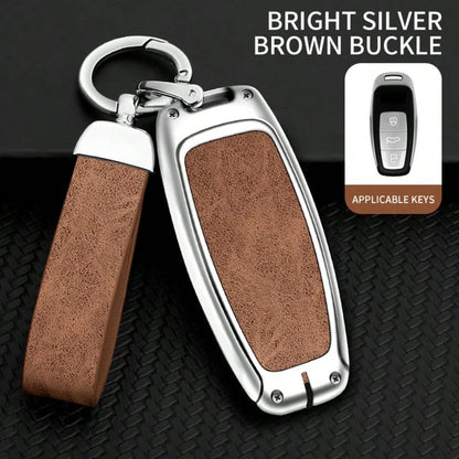 Silver Zinc Alloy Protective Case And Transparent Film Version, Suitable For Audi Vertical 3-Button Key Models, Compatible With A4 B9, Q5 FY, A6 C8, Q7 4M/ Q8, A5/ S5/ RS5 Sportback, A7, A8, TT, RS