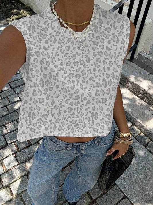 Siren Gaze Full Embroidery Women's Casual Round Neck Sleeveless Cropped Tank Top, Suitable For Summer