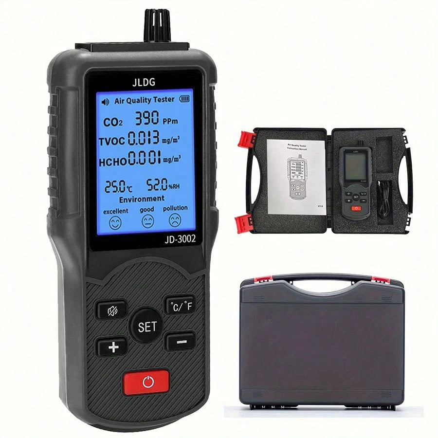Six In One Formaldehyde Tester Air Quality Tester Air Detection Carbon Dioxide Detection Portable Temperature Detection, Humidity Detection Harmful Volatile Substance Tester, Pollution Assessment Tes