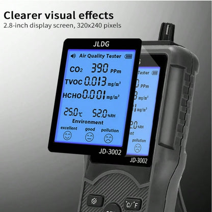 Six In One Formaldehyde Tester Air Quality Tester Air Detection Carbon Dioxide Detection Portable Temperature Detection, Humidity Detection Harmful Volatile Substance Tester, Pollution Assessment Tes