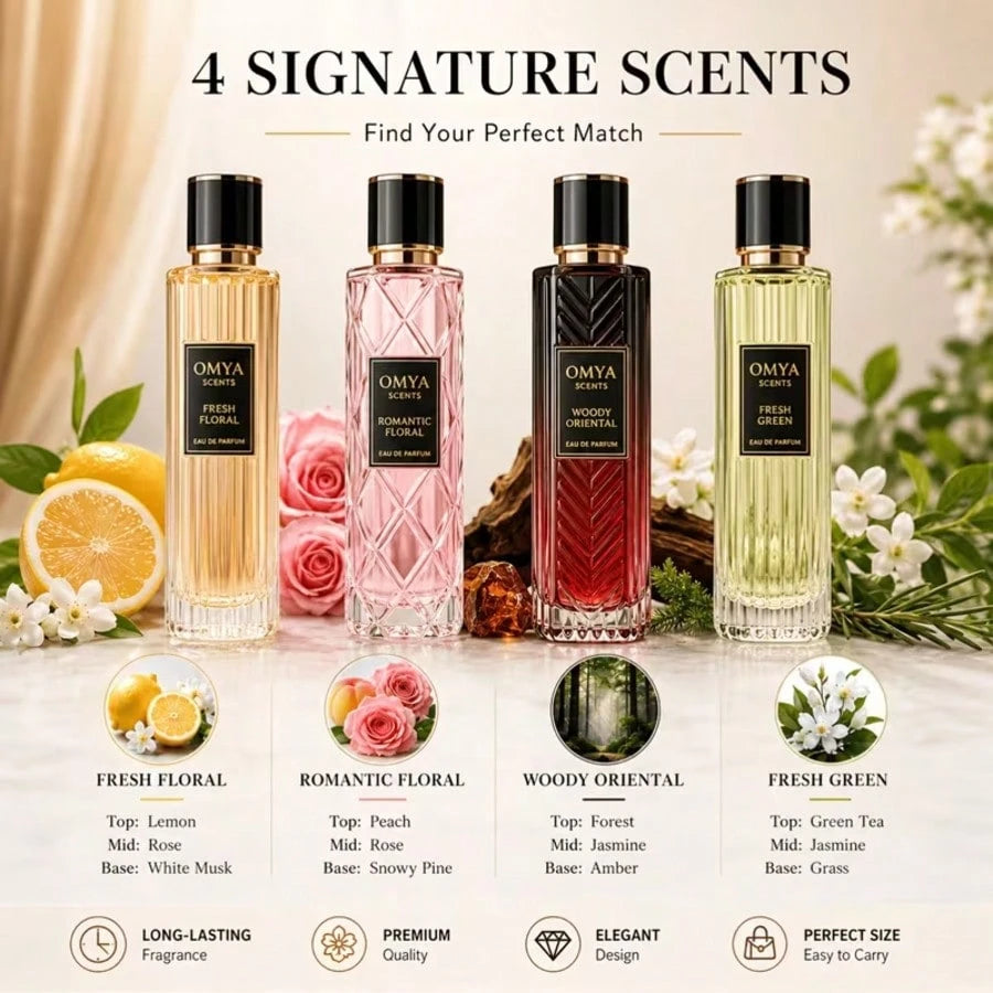 sjopa JEAN MISS Women's Perfume Gift Box Set, 4-Piece Set, Including Midnight Roses, Golden Charm, Fresh Blooming, Soft Petals. This 4-Piece Set Is The Perfect Gift, Providing A Long-Lasting Scent Sui