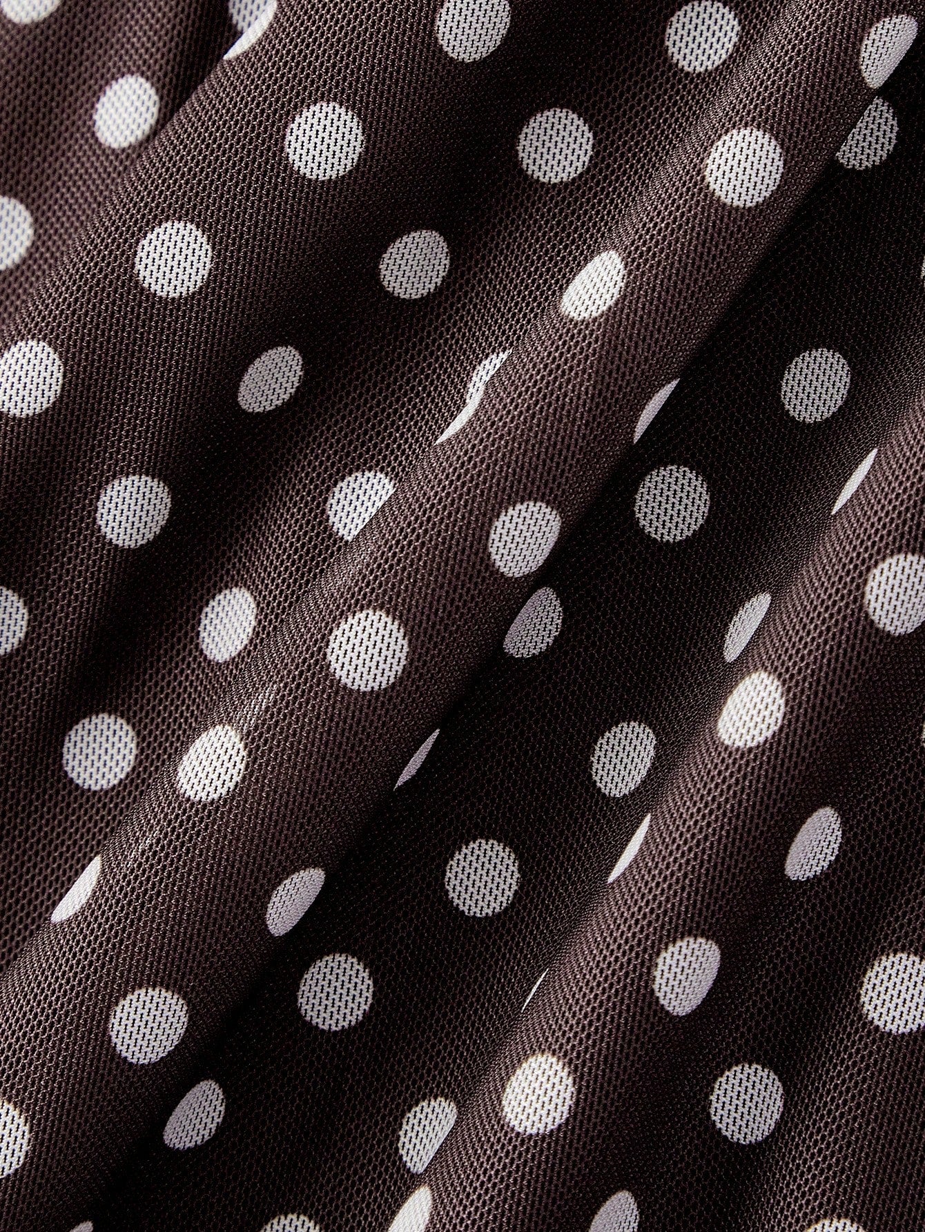 Skyraze Women's Brown And White Polka Dot Ruched Bust Mermaid Midi Dress With Sash, Summer, Vacation, Wedding Dinner Date Party, Going Out, Birthday, Prom