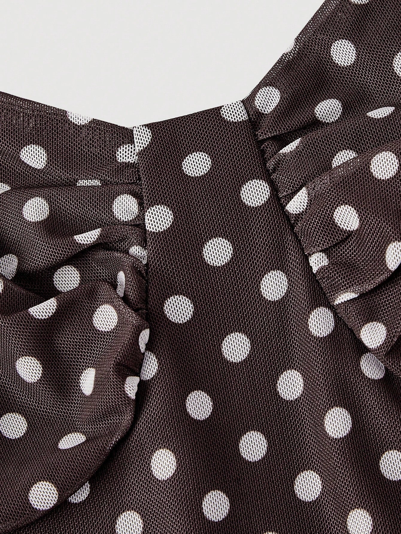 Skyraze Women's Brown And White Polka Dot Ruched Bust Mermaid Midi Dress With Sash, Summer, Vacation, Wedding Dinner Date Party, Going Out, Birthday, Prom