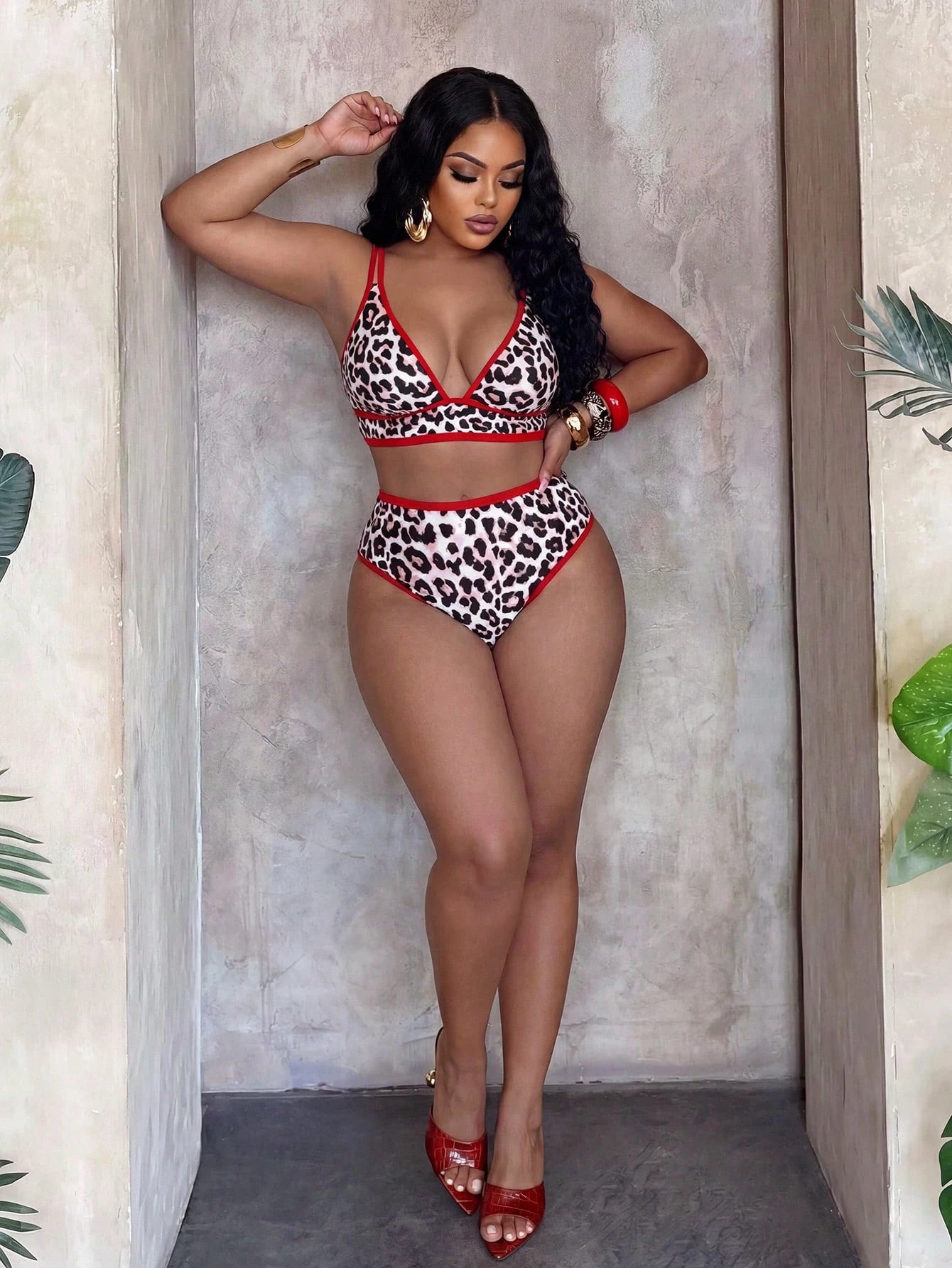 Slaydiva 2026 New Plus Size Women Leopard Print Sexy Bikini Set, Suitable For Beach & Resort Wear, Spring/Summer