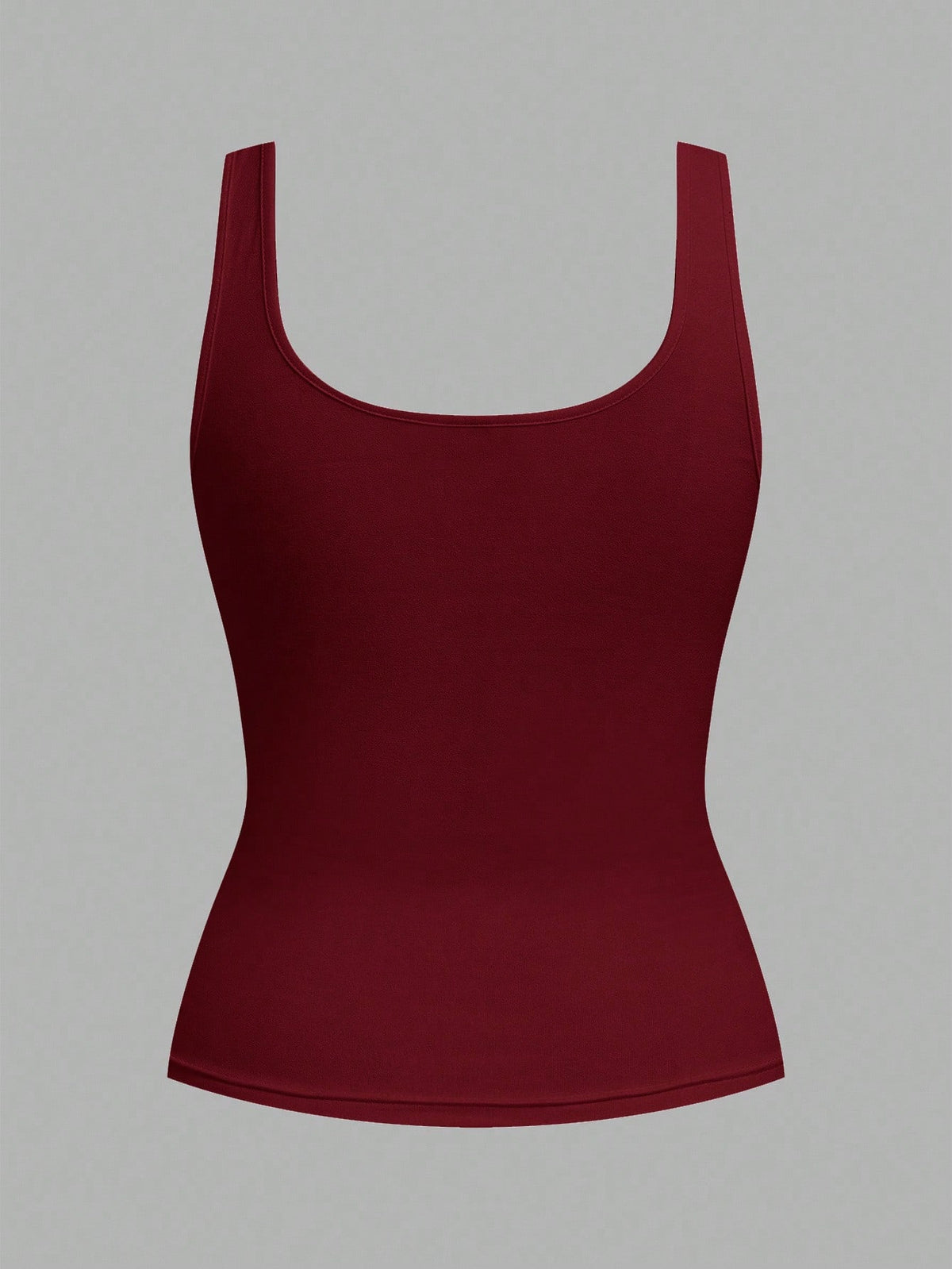 Slaydiva Black & Burgundy Women's Casual Scoop Neck Ruched Bodycon Tank Top Set, Versatile For Daily Wear