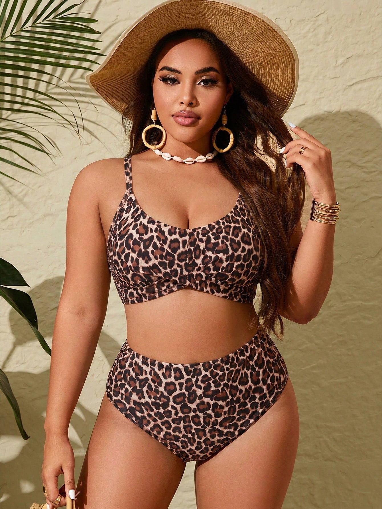 Slaydiva Plus Size Printed Two-Piece Swimsuit Set