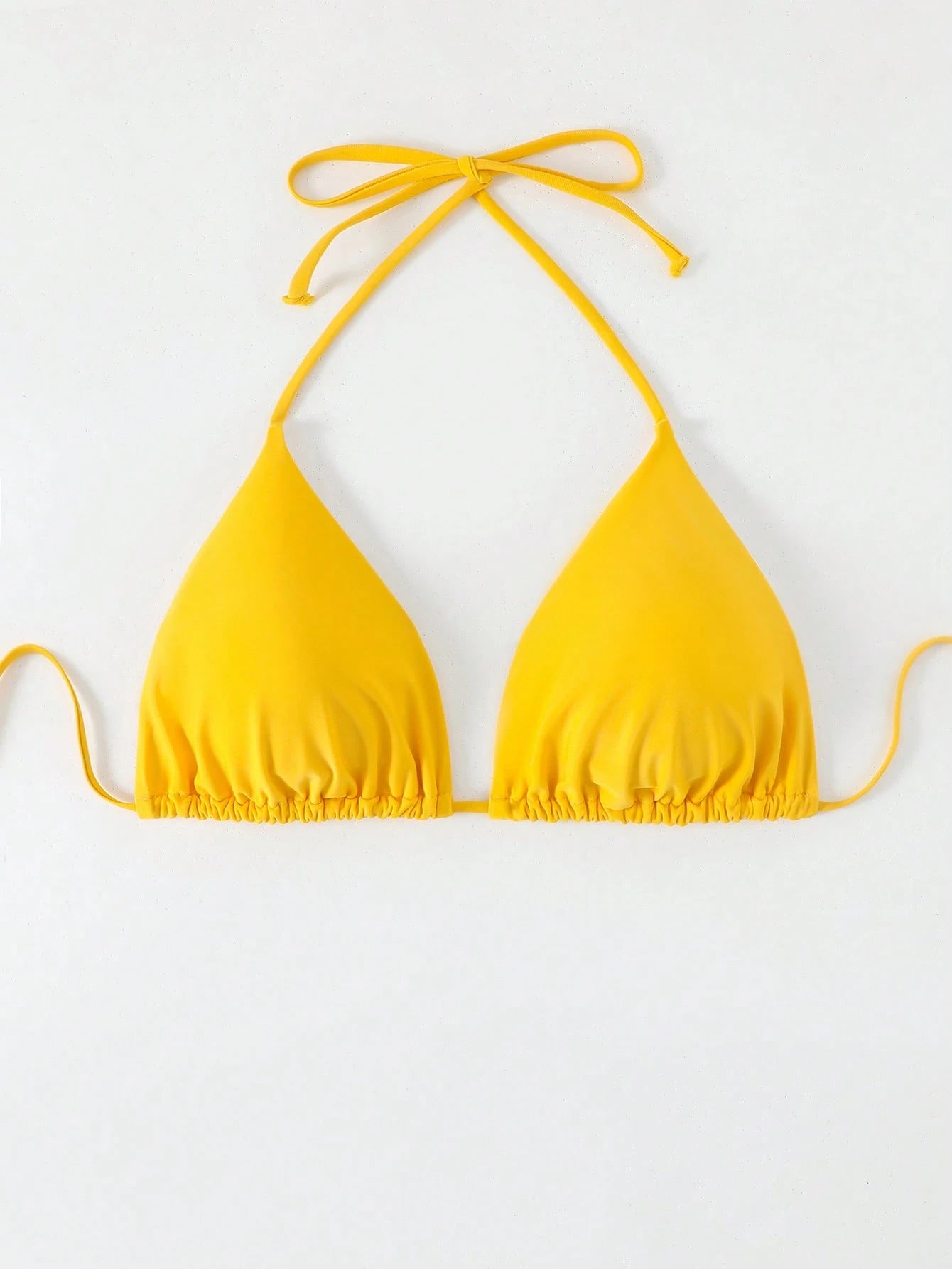 Slaydiva Plus Size Solid Color Halter Tie Knot Triangle Bikini Top