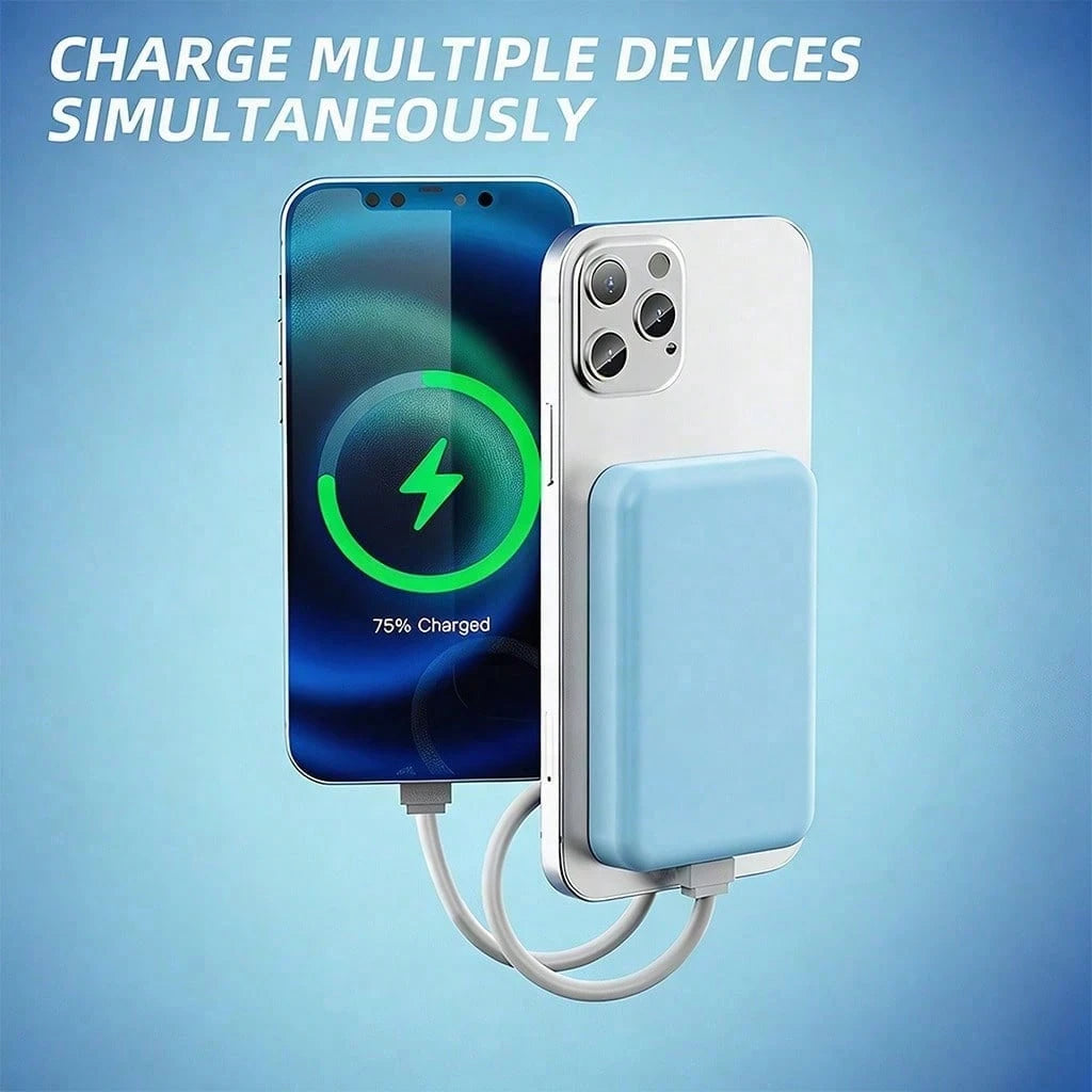 Slim Compact Portable Magnetic Wireless Power Bank 5000mAh 15W Wireless Charging 22.5W PD Fast Charging Phone Charger Strong Magnetic Attachment Back To School Supplies Lightweight Compact Charger For