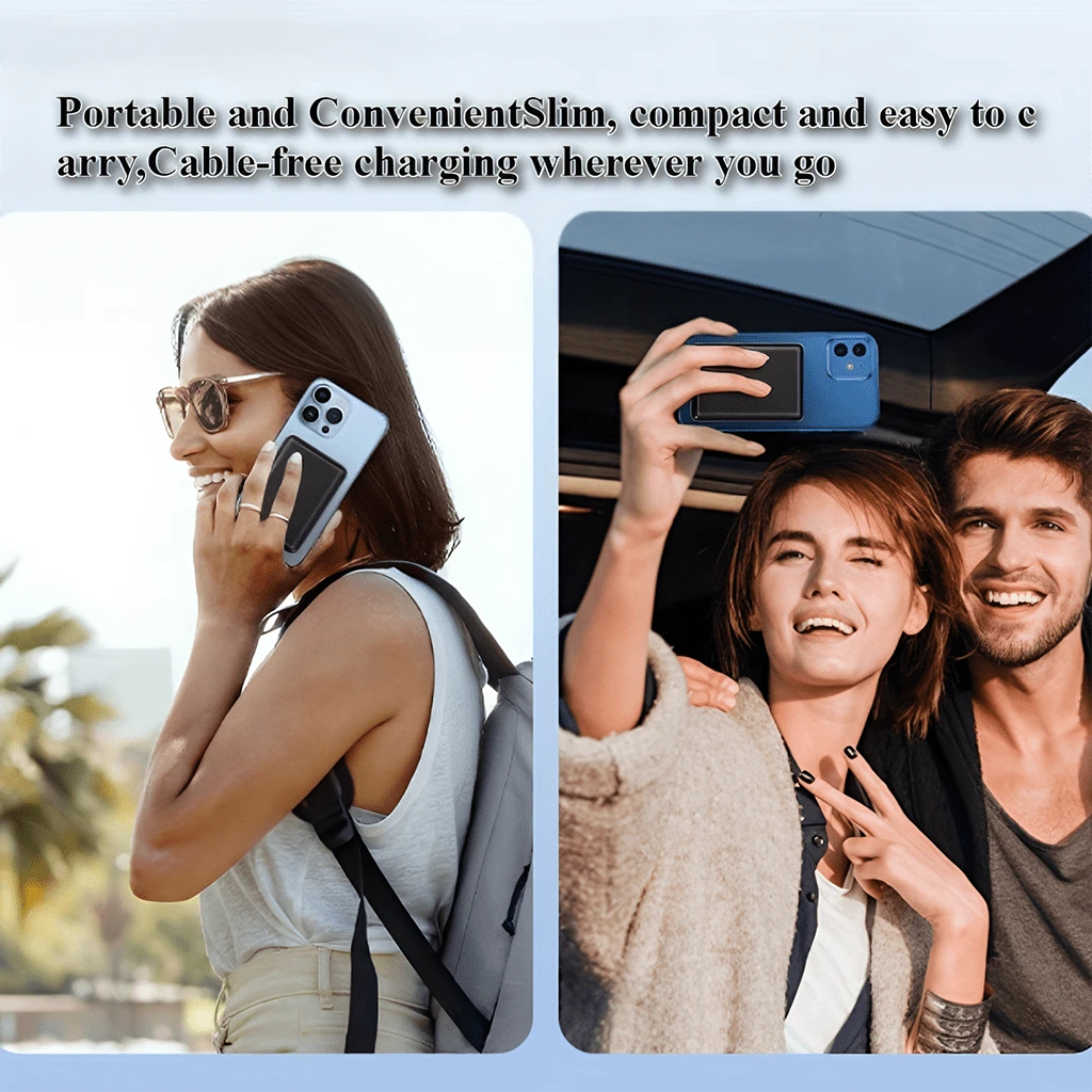 Slim Compact Portable Magnetic Wireless Power Bank 5000mAh 15W Wireless Charging 22.5W PD Fast Charging Phone Charger Strong Magnetic Attachment Back To School Supplies Lightweight Compact Charger For