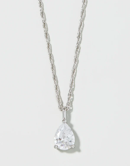SLV Shine Necklace 18" Exceptional/ Pear Silver