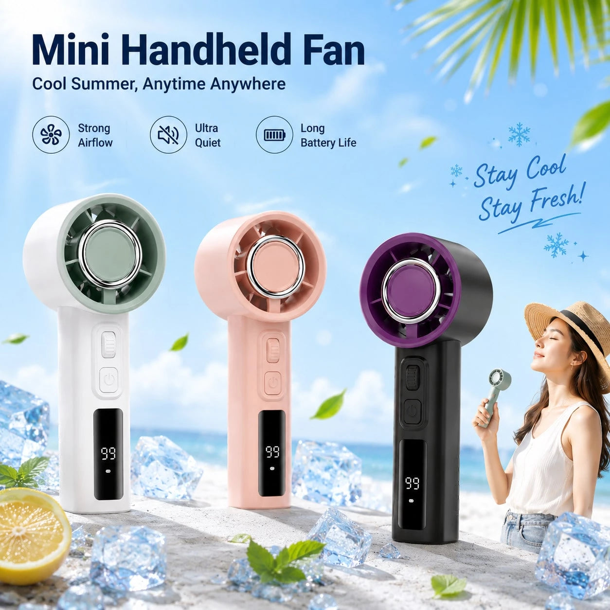 Small Pocket Fan Digital Display Small Cooling Outdoor Table With Large Battery Suitable For Own Use Pocket Size Fan