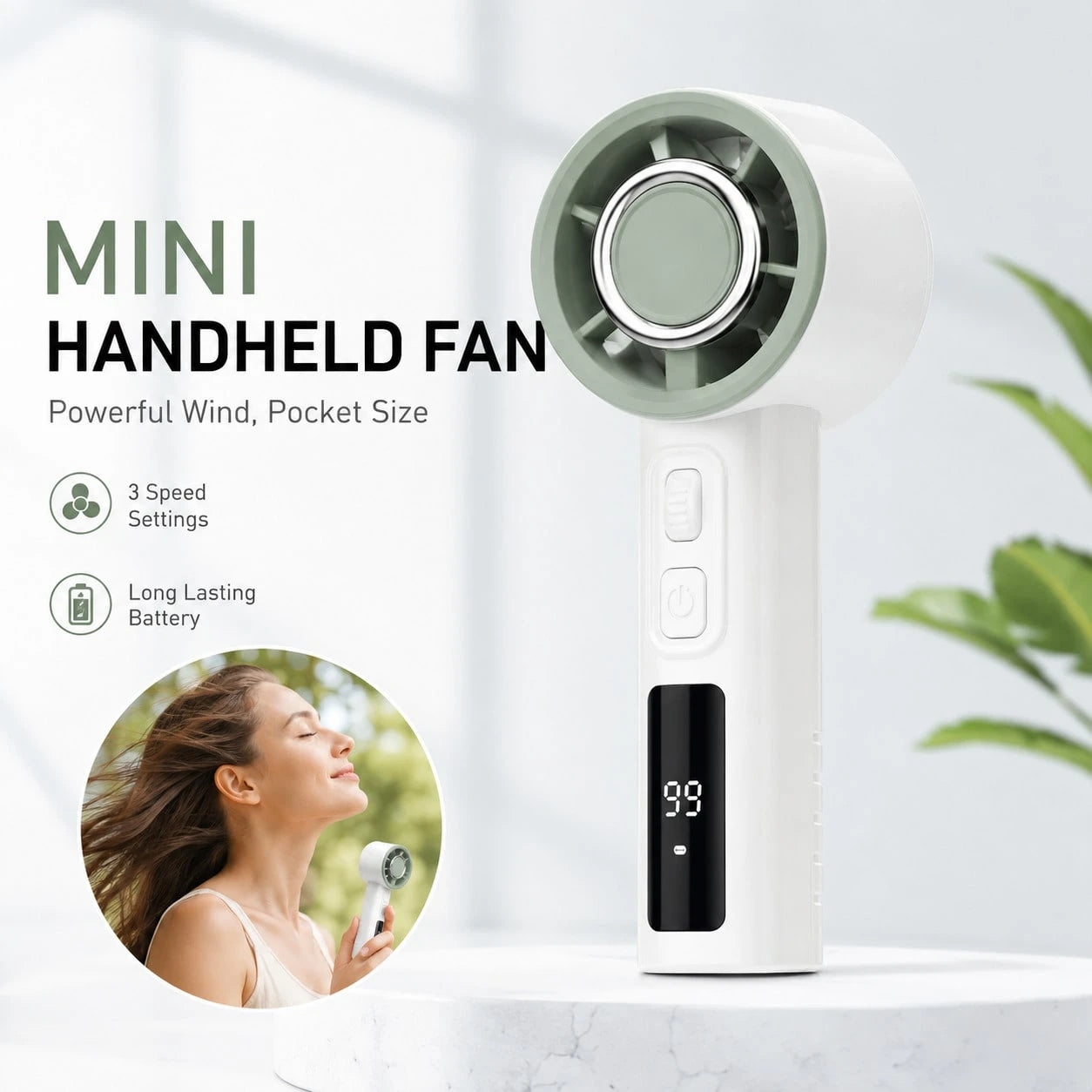 Small Pocket Fan Digital Display Small Cooling Outdoor Table With Large Battery Suitable For Own Use Pocket Size Fan