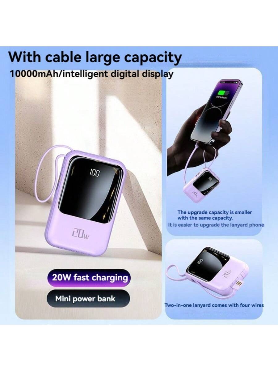 Small Portable Charger Power Bank PD20w Fast Charging Comes With Flashlight, Battery Pack 10000mAh, Fast Charging Portable Phone Charger For IPhone/Android(Black)