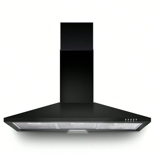 SNDOAS Range Hood 36 Inch,Black Vent Hood With 450CFM & 3-Speed, Ducted/Ductless Convertible,Mesh Filters & Push Button Control For Stove Hood,Chimney-Style Black Range Hood Wall Mount