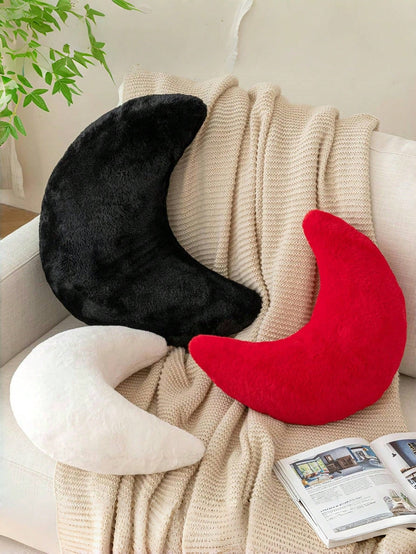 Soft Faux Fur Moon Shaped Decorative Throw Pillow, Suitable For Bedroom, Bed And Sofa, Easter Decor Cushion, Applicable For Spring Sofa, Bedroom, Living Room, Light Pink