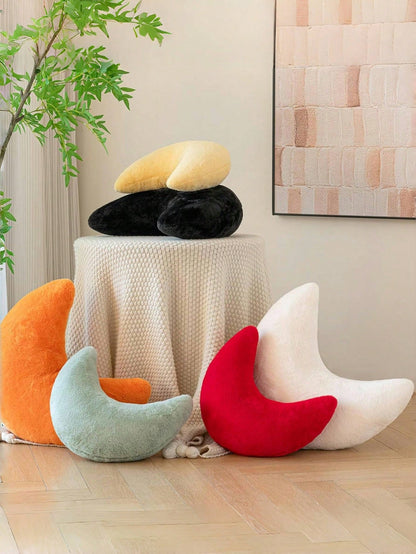 Soft Faux Fur Moon Shaped Decorative Throw Pillow, Suitable For Bedroom, Bed And Sofa, Easter Decor Cushion, Applicable For Spring Sofa, Bedroom, Living Room, Light Pink