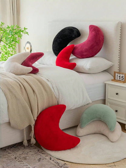 Soft Faux Fur Moon Shaped Decorative Throw Pillow, Suitable For Bedroom, Bed And Sofa, Easter Decor Cushion, Applicable For Spring Sofa, Bedroom, Living Room, Light Pink