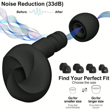 Soft Silicone Earplugs- Super Comfortable, Reusable Noise Cancelling Earplugs For Sleeping, Deep Focus, Travel, Sensitivity| Flexible Hearing Protection| Customizable Fit| 30dB (SNR) Noise Reducti