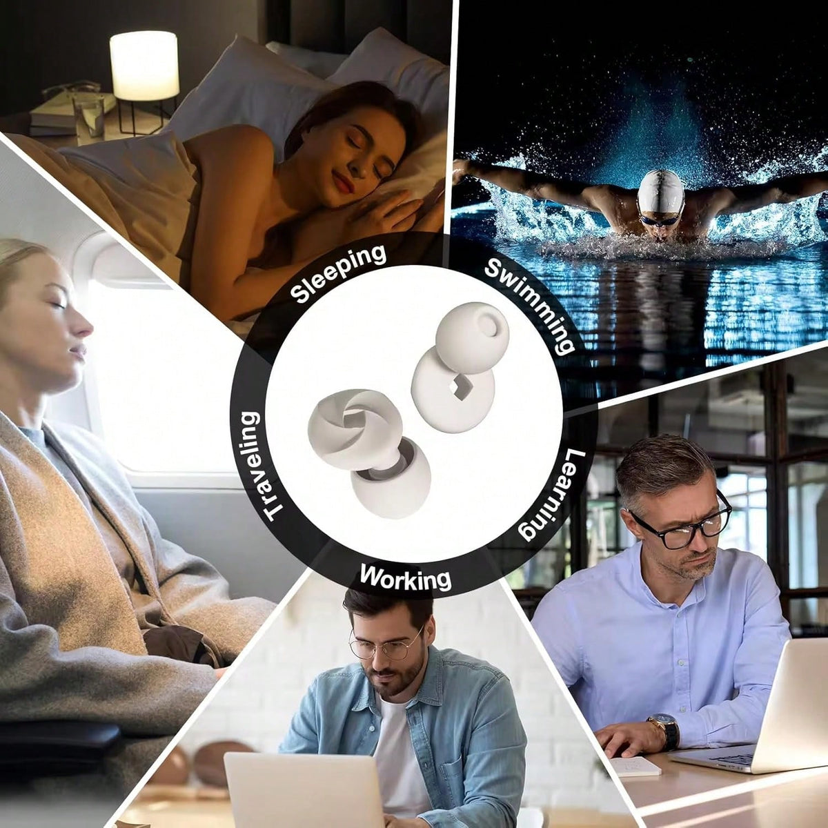Soft Silicone Earplugs- Super Comfortable, Reusable Noise Cancelling Earplugs For Sleeping, Deep Focus, Travel, Sensitivity| Flexible Hearing Protection| Customizable Fit| 30dB (SNR) Noise Reducti