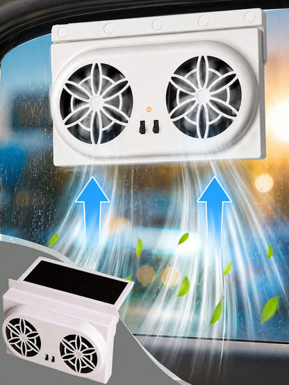Solar Powered Car Window Exhaust Fan Air Purifier, Solar Powered Ventilation Cooling Fan, Suitable For Back Seat Or Front Seat, Vehicle Ventilation Fan, Car Window Ventilation Cooling Fan With 2 Air O