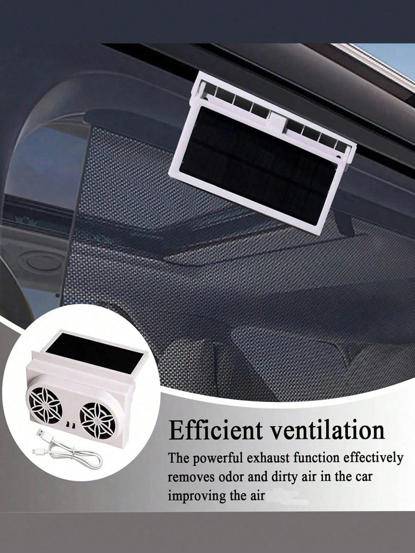 Solar Powered Car Window Exhaust Fan Air Purifier, Solar Powered Ventilation Cooling Fan, Suitable For Back Seat Or Front Seat, Vehicle Ventilation Fan, Car Window Ventilation Cooling Fan With 2 Air O