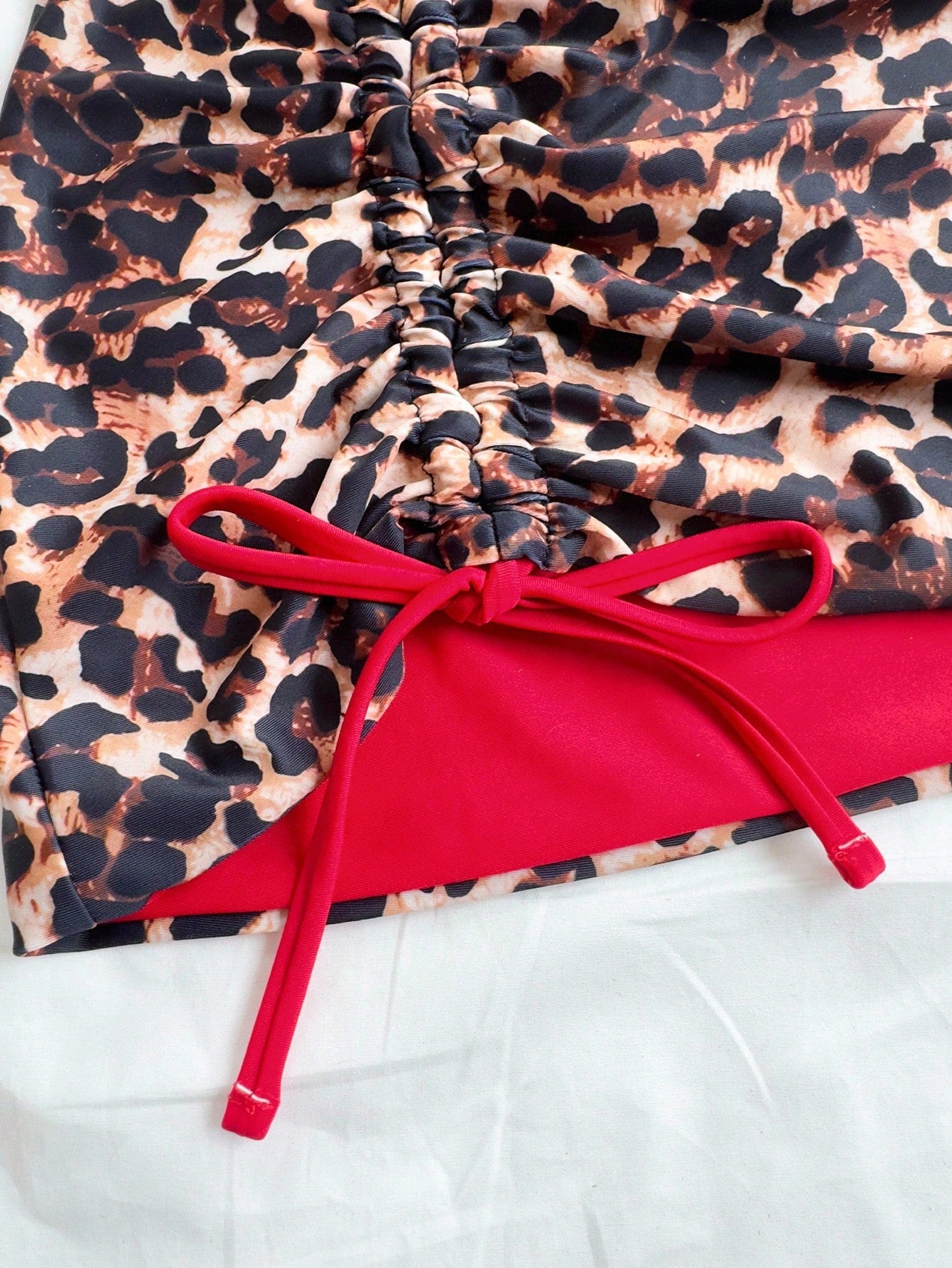 Soleia Plus Size Women's Reversible Leopard Print & Red Color Matching Bikini 3 PiecesBikini Set Set For Summer Beach Vacation Cheetah Print