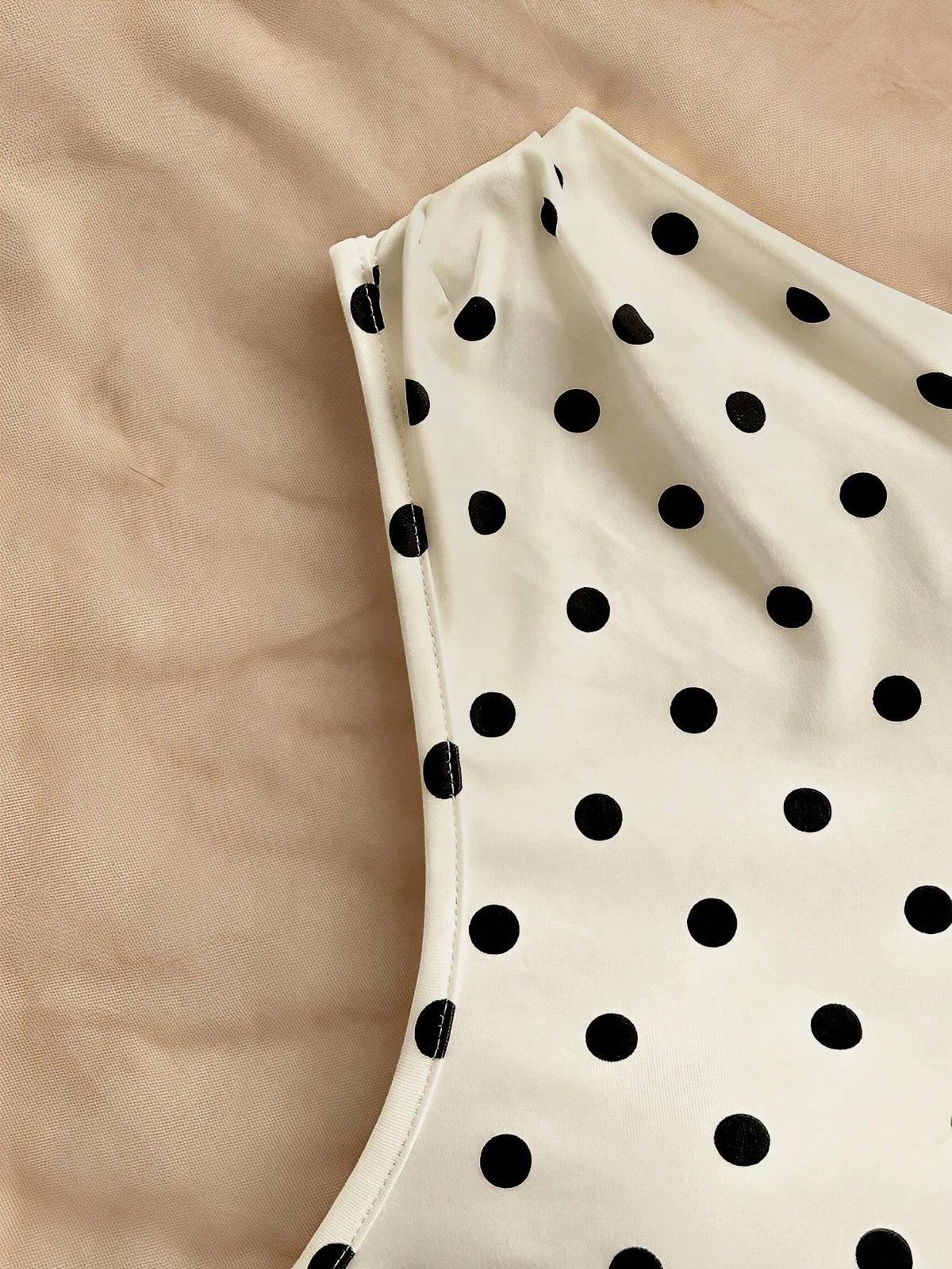 Soleia Women's Polka Dot Ruched Tie Front Sleeveless TopNo Chest Padding
