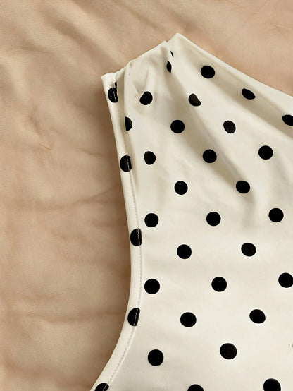 Soleia Women's Polka Dot Ruched Tie Front Sleeveless TopNo Chest Padding