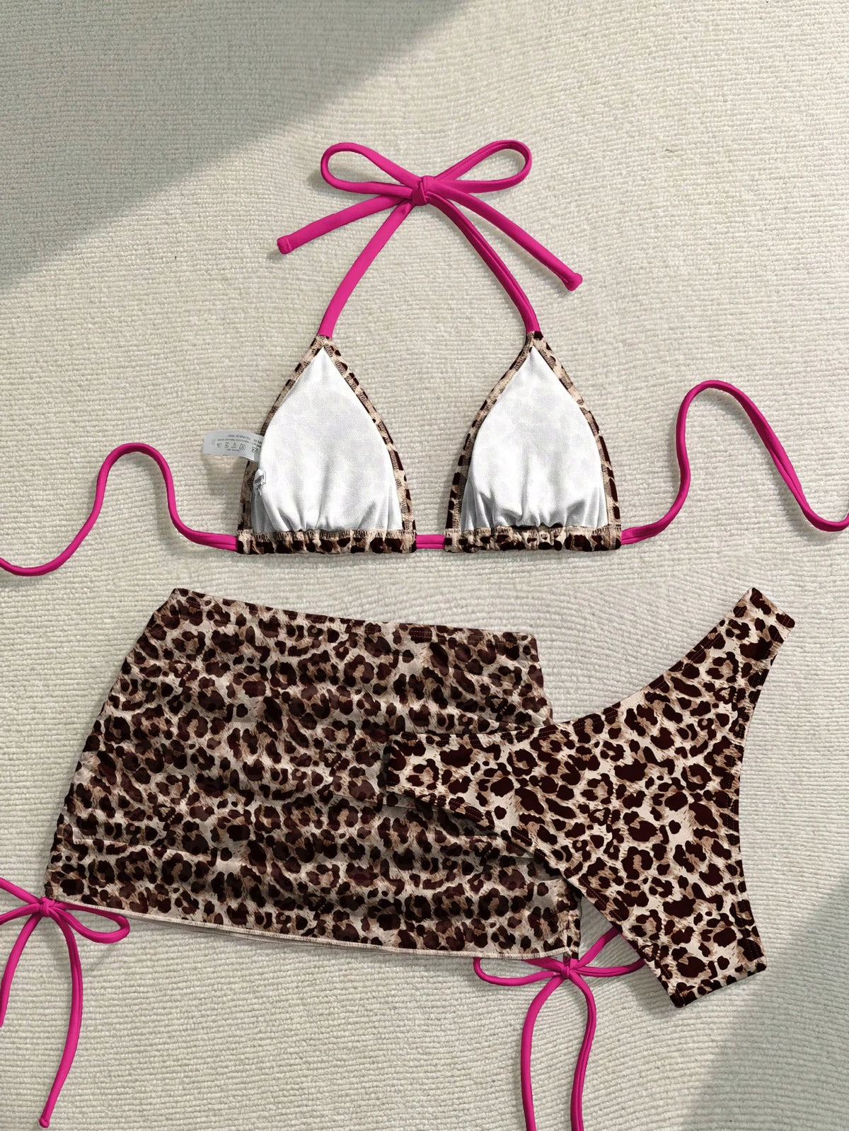 Soleia Women's Retro Leopard Print Bikini Set,Beige,Summer,Casual,Beach,Holiday,Vacation,Holiday,Y2K Fashion Elegant Shiny Top For Party,Graduation Ceremony