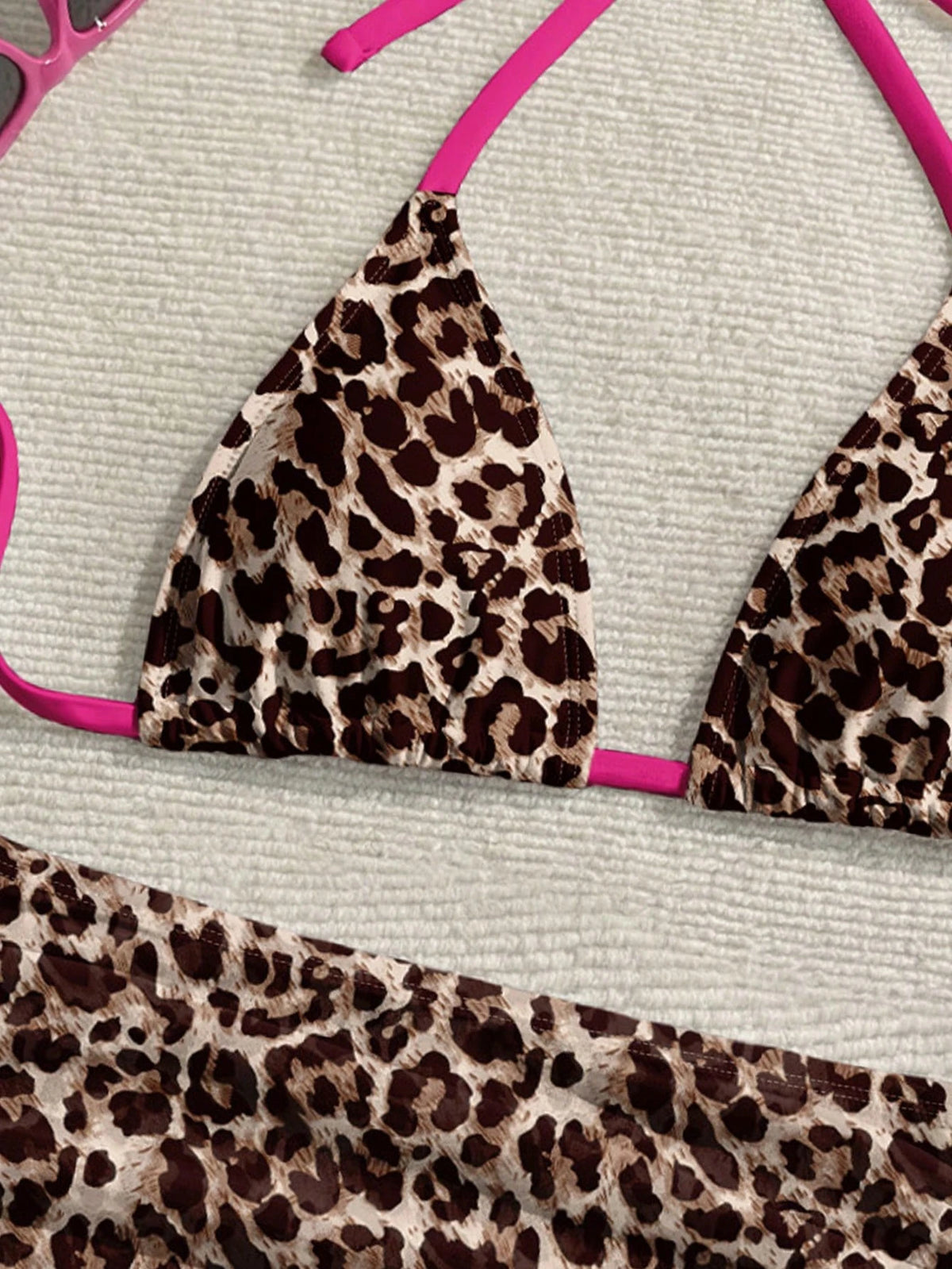 Soleia Women's Retro Leopard Print Bikini Set,Beige,Summer,Casual,Beach,Holiday,Vacation,Holiday,Y2K Fashion Elegant Shiny Top For Party,Graduation Ceremony