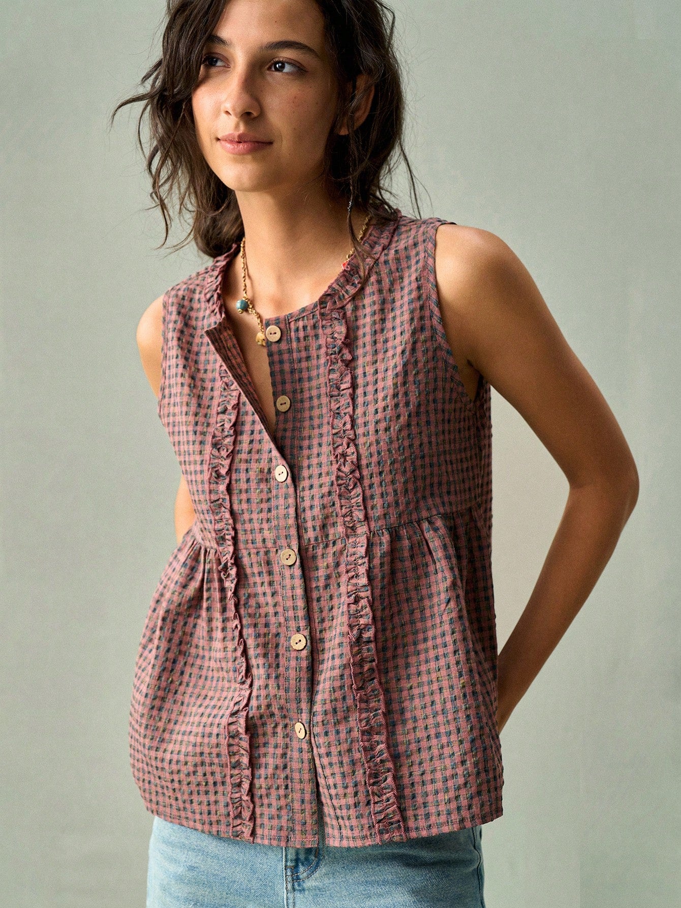 SoleilVie Elegant Plaid Camisole Top For Women, Suitable For Spring/Summer Vacation, Party And Holiday Wear