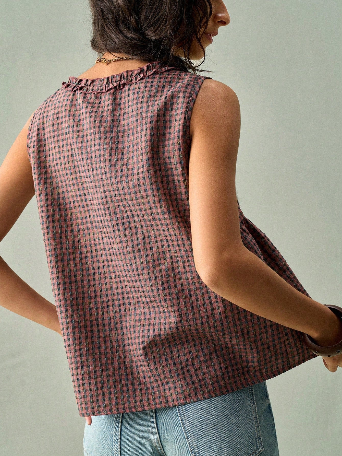 SoleilVie Elegant Plaid Camisole Top For Women, Suitable For Spring/Summer Vacation, Party And Holiday Wear