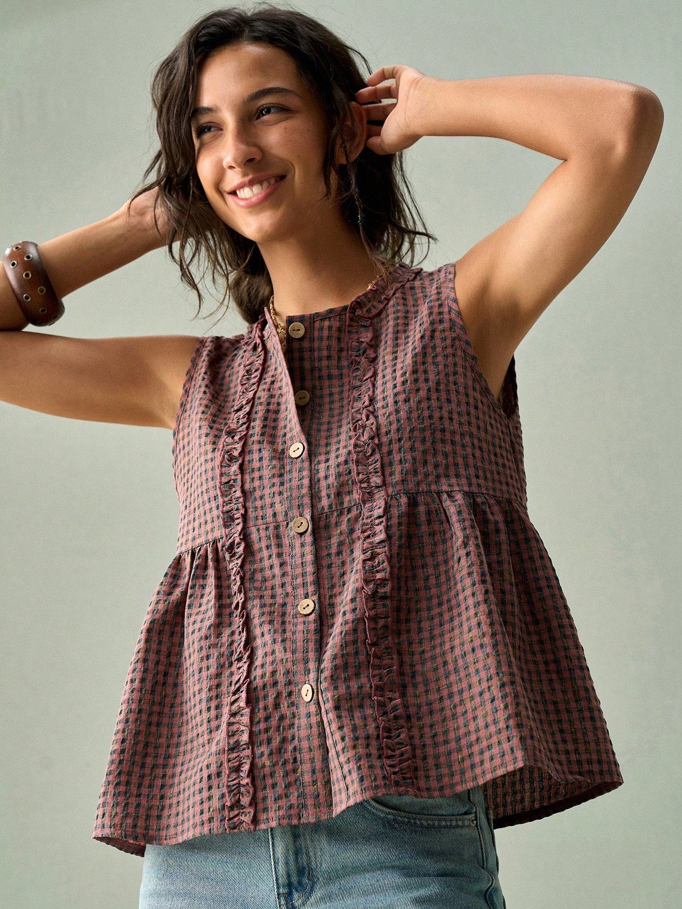 SoleilVie Elegant Plaid Camisole Top For Women, Suitable For Spring/Summer Vacation, Party And Holiday Wear