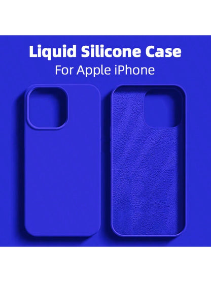 Solid Color Blue Luxury Silicone Shockproof Solid Solid Color Blue Fashion Liquid Silicone 1pc Luxury Liquid Silicone Phone Case Compatible With IPhone 17 Air, 16e, 11, 13, 12, 14, 15 Pro Max Compatib