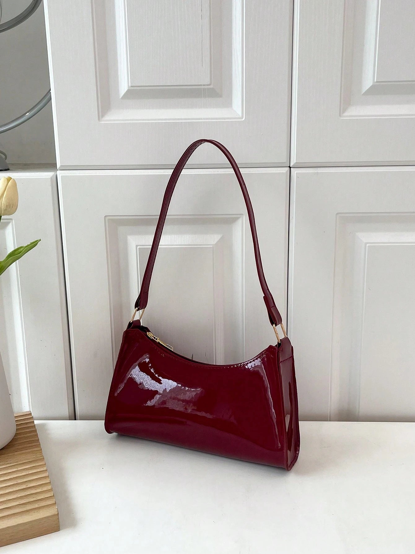 Solid Color Embossed Geometric Pattern Zipper Shoulder Bag, Women's Shoulder Bag, Fashionable Retro Zipper Bag, Casual Waterproof Handbag, Suitable For Teenage Girls, Women, College Students, Young Pr
