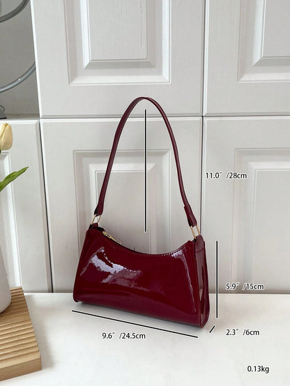 Solid Color Embossed Geometric Pattern Zipper Shoulder Bag, Women's Shoulder Bag, Fashionable Retro Zipper Bag, Casual Waterproof Handbag, Suitable For Teenage Girls, Women, College Students, Young Pr