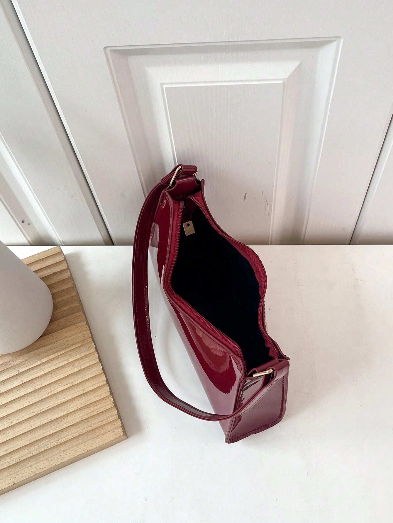 Solid Color Embossed Geometric Pattern Zipper Shoulder Bag, Women's Shoulder Bag, Fashionable Retro Zipper Bag, Casual Waterproof Handbag, Suitable For Teenage Girls, Women, College Students, Young Pr