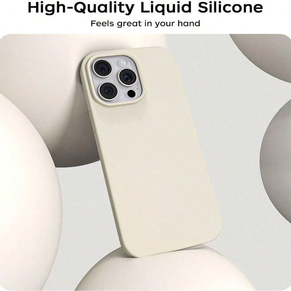 Solid Color Silicone TPU Shockproof Basic Liquid Silicone Phone Case Genuine Cream Yellow TPU Prevents Yellowing Soft-Level Protection Compatible With IPhone Spring Pastel Birthday Gift
