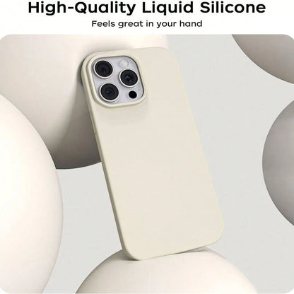 Solid Color Silicone TPU Shockproof Basic Liquid Silicone Phone Case Genuine Cream Yellow TPU Prevents Yellowing Soft-Level Protection Compatible With IPhone Spring Pastel Birthday Gift