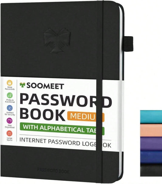 Soomeet Password Book With Alphabetical Tabs, Hardcover Password Keeper, Size 44''X 61'' Password Notebook For Saving Internet Login, Username, Password Organizer For Computer &Amp; We